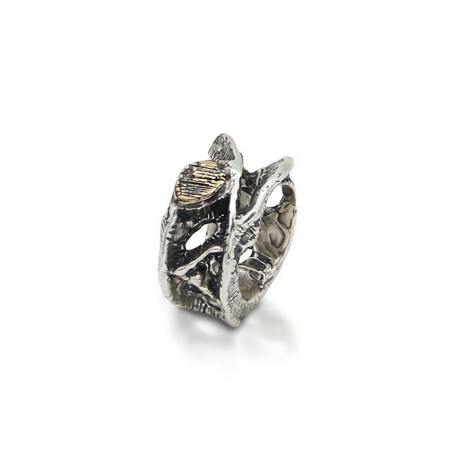 Anello fascia unisex Radici argento 925 e bronzo -  AR067