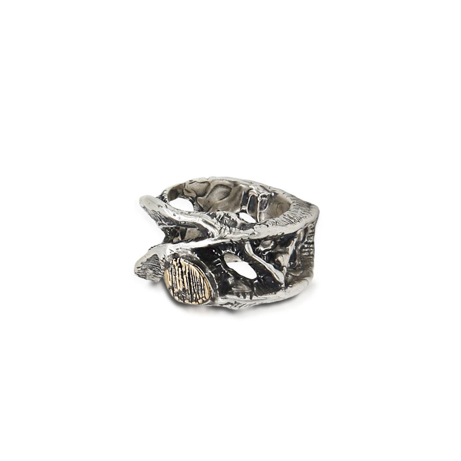 Anello fascia unisex Radici argento 925 e bronzo -  AR067