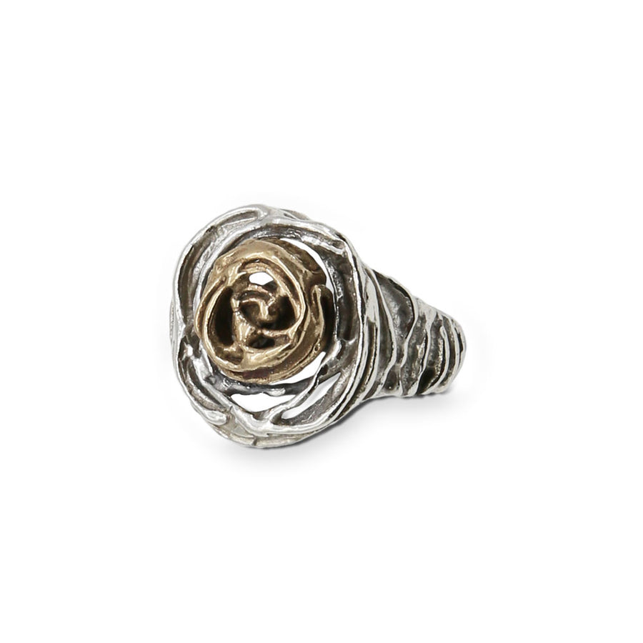 Anello unisex fili argento 925 spirale bronzo - AR077