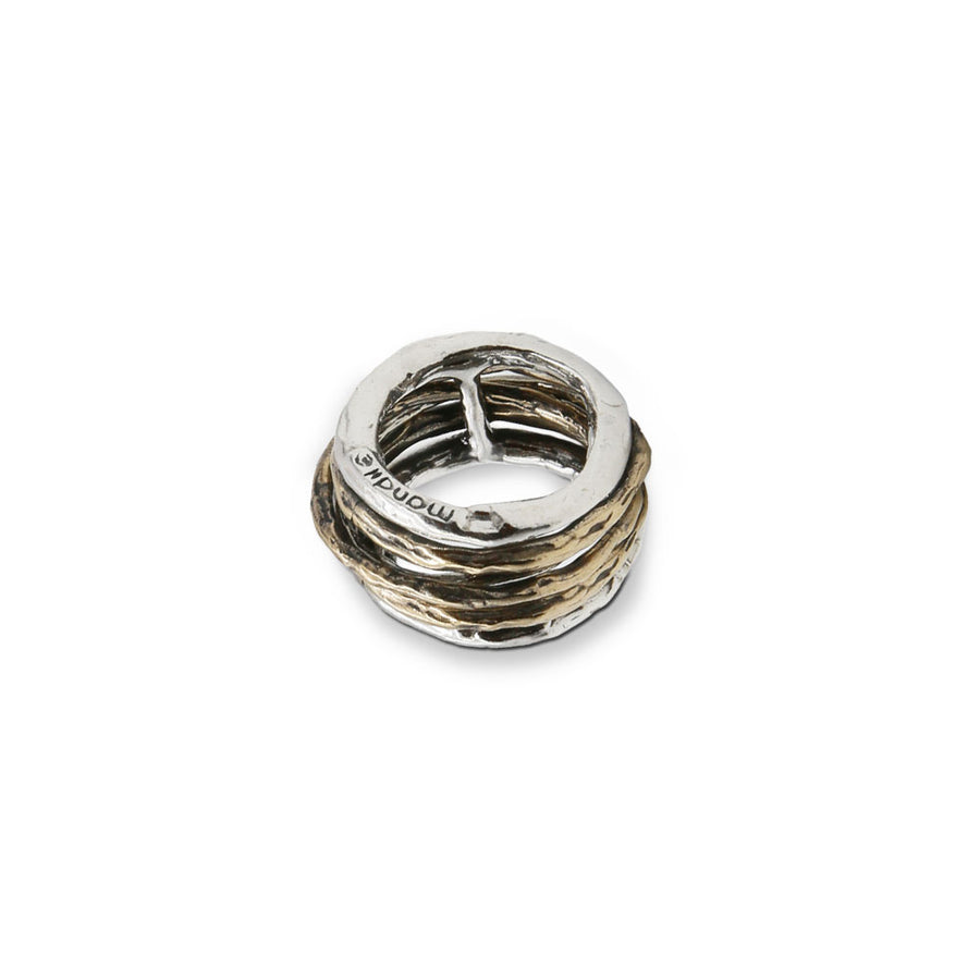 Anello fascia unisex argento 925 tre fili bronzo - AR121