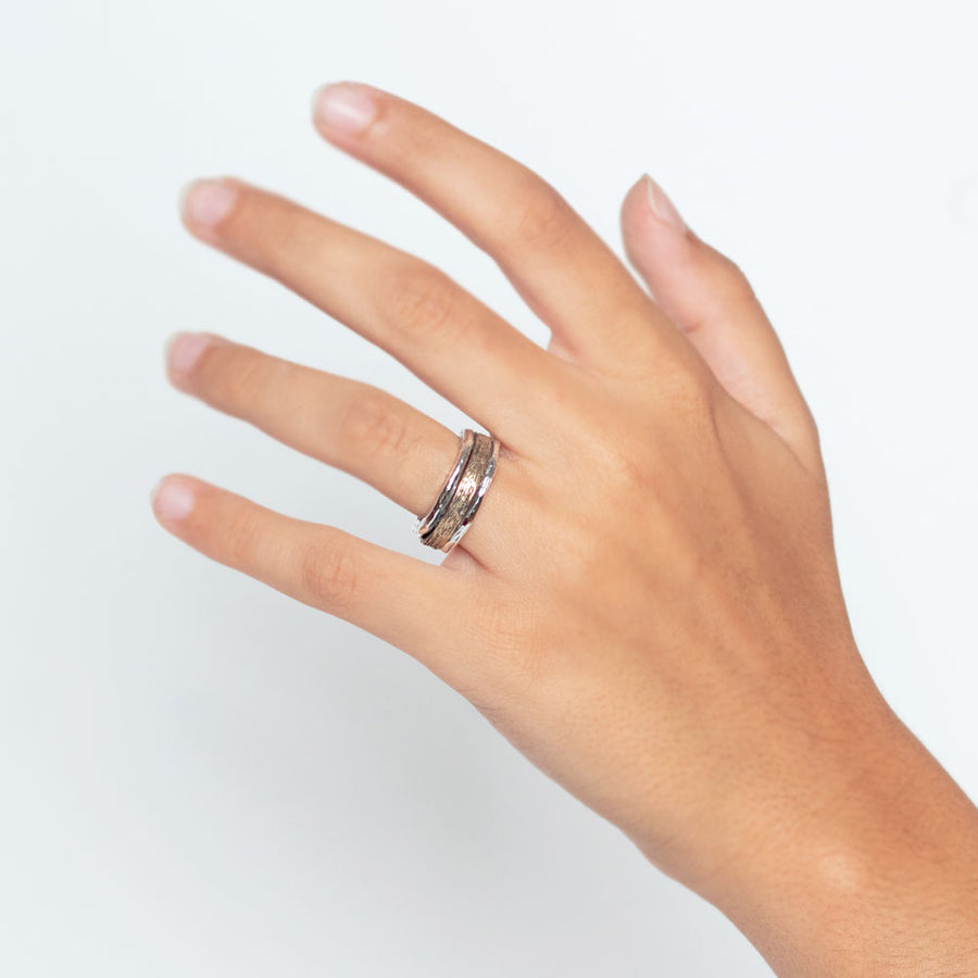 Anello fascia unisex argento 925 e bronzo - AR128