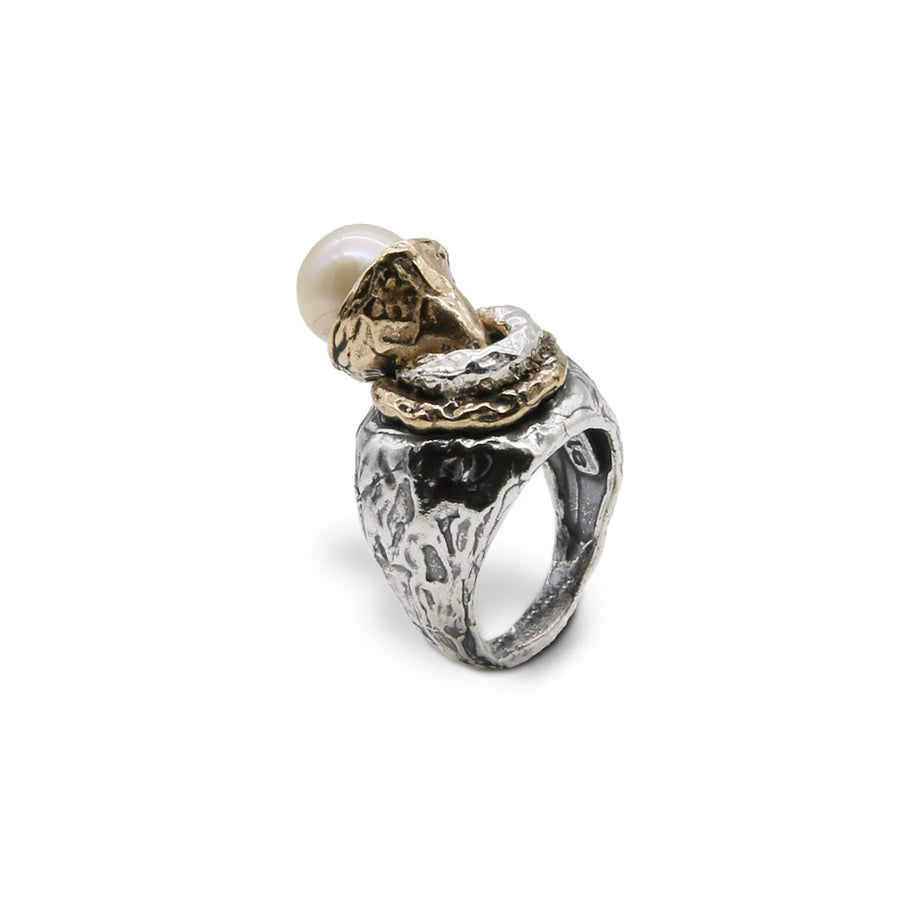 Anello argento 925 e bronzo con charm pietra semipreziosa - AR135