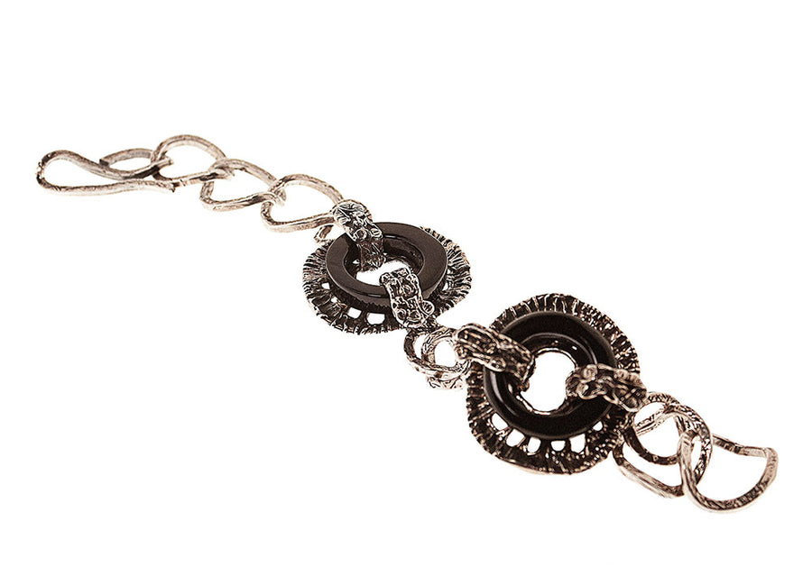 Bracciale vintage argento 925 e cerchi pietra semiprezosa -   BA017