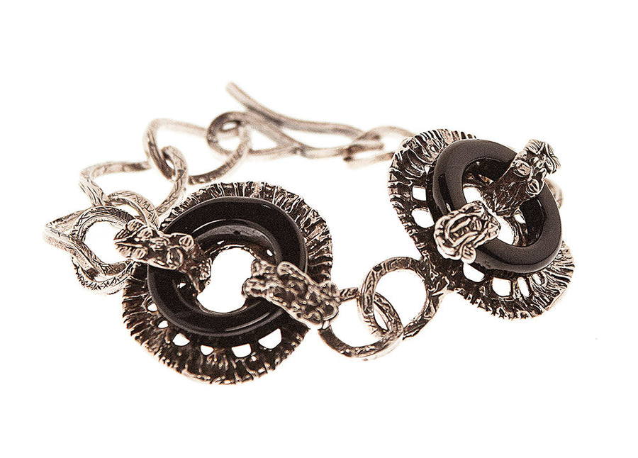 Bracciale vintage argento 925 e cerchi pietra semiprezosa -   BA017
