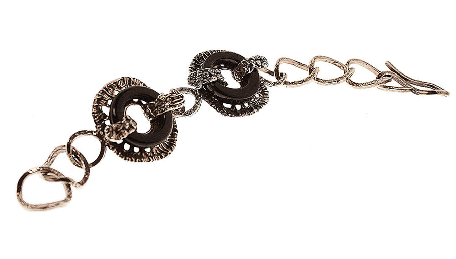 Bracciale vintage argento 925 e cerchi pietra semiprezosa -   BA017