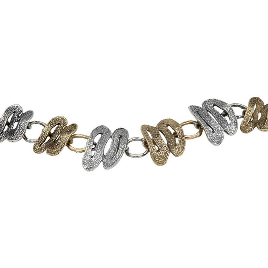 Bracciale Losanghe maglie argento 925 e bronzo - BA023