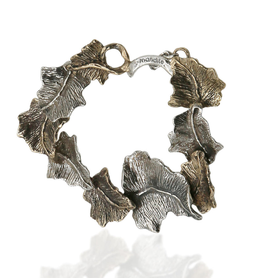Bracciale snodato Edera argento 925 e bronzo - BA099