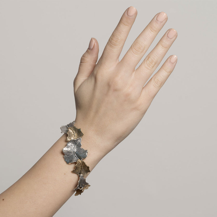 Bracciale snodato Edera argento 925 e bronzo - BA099