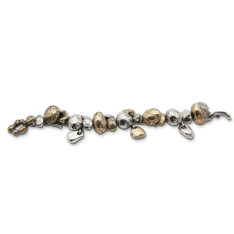 Bracciale snodato Sassi charms argento 925 e bronzo - BA108