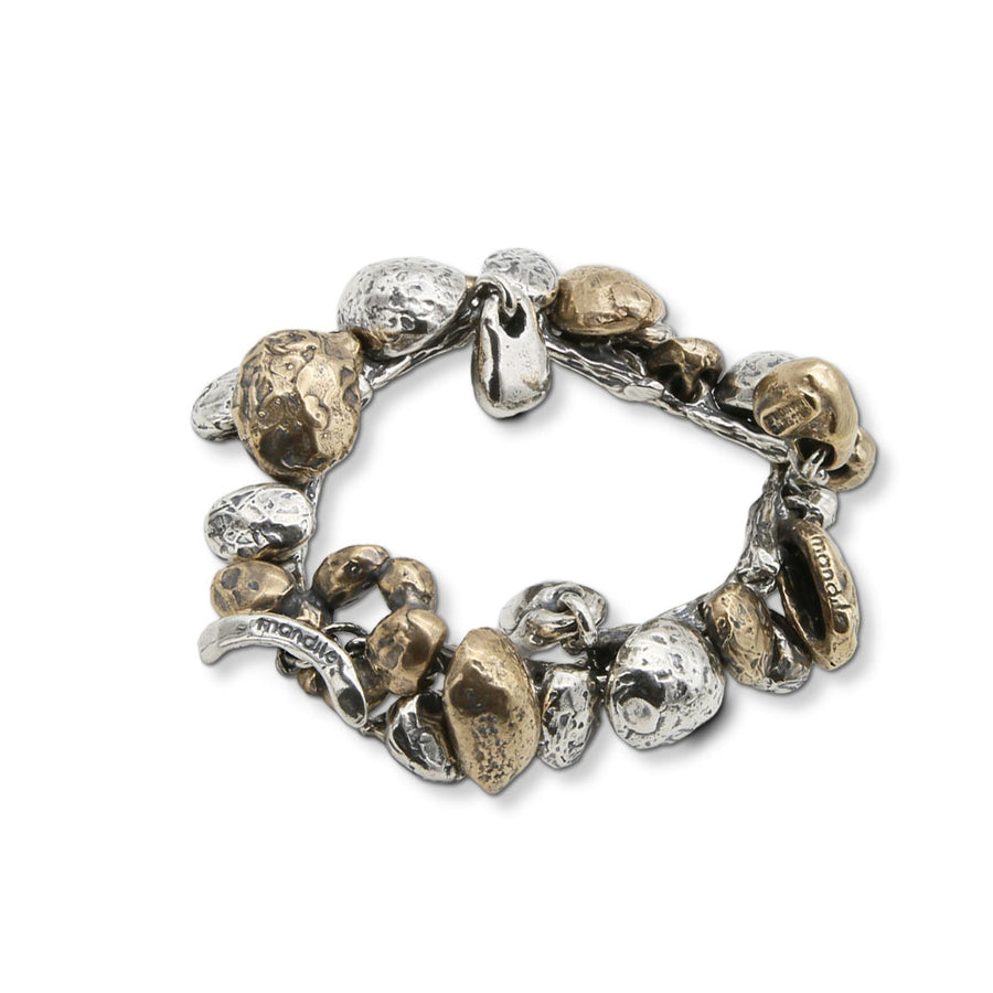 Bracciale snodato Sassi charms argento 925 e bronzo - BA108
