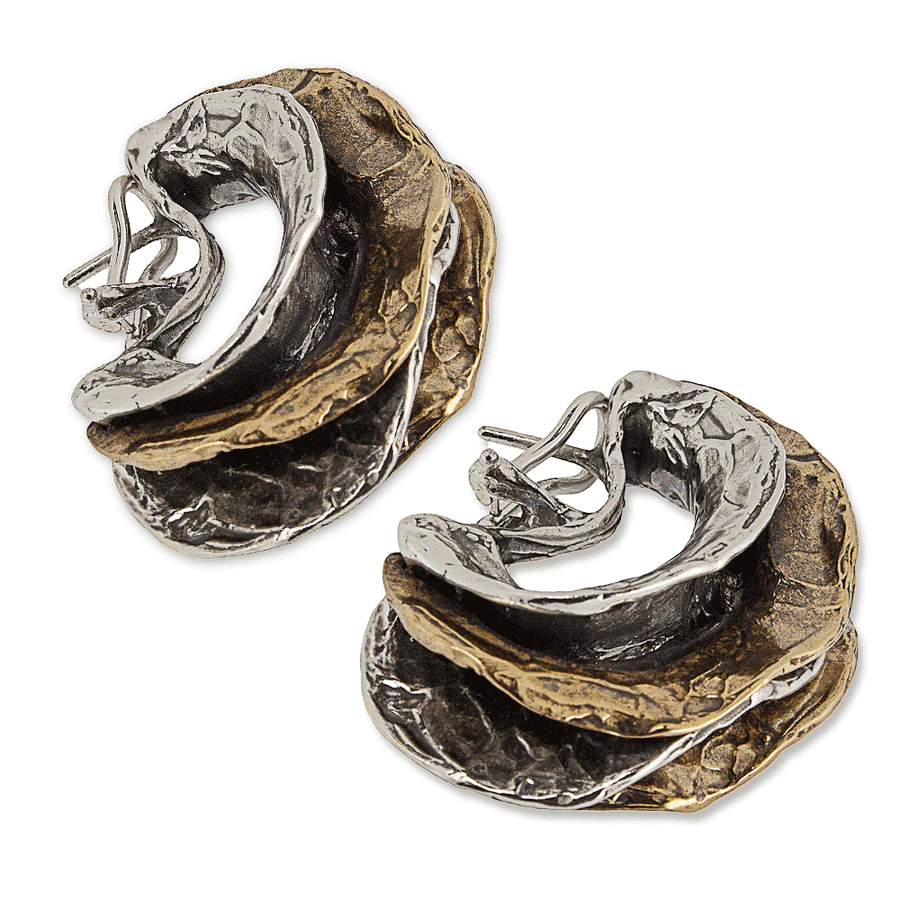 Orecchini pendenti Ostrea argento 925 e bronzo  -ORA112
