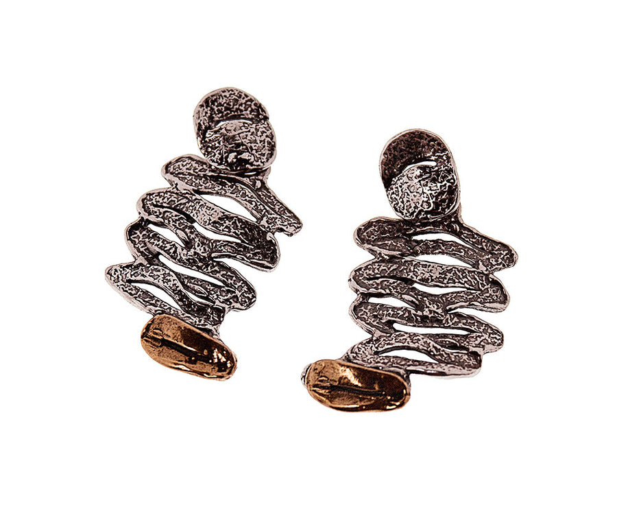Orecchini  pendenti  Losanghe argento 925 e bronzo - ORA041