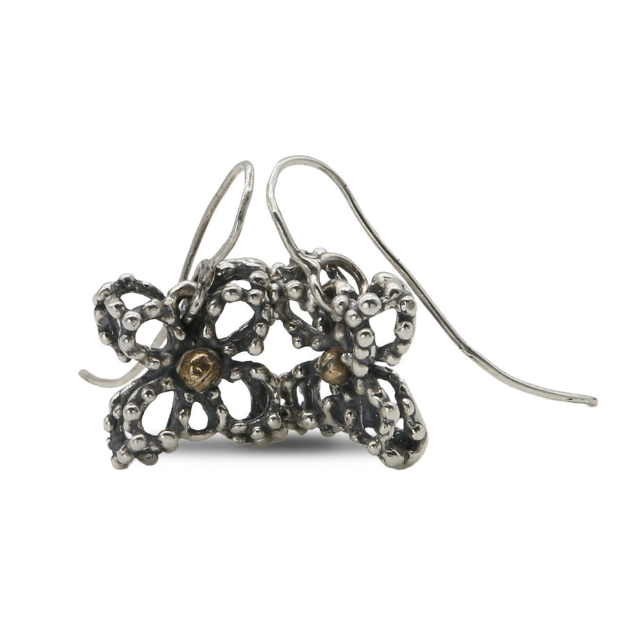 Orecchini pendenti Gocce di rugiada argento 925 e bronzo - ORA044
