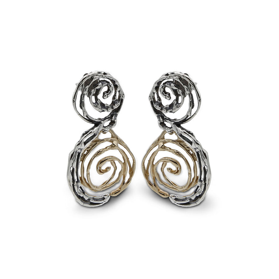 Orecchini pendenti Spirale argento 925 e bronzo - ORA045