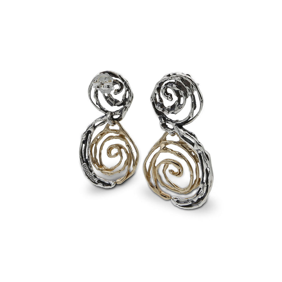 Orecchini pendenti Spirale argento 925 e bronzo - ORA045