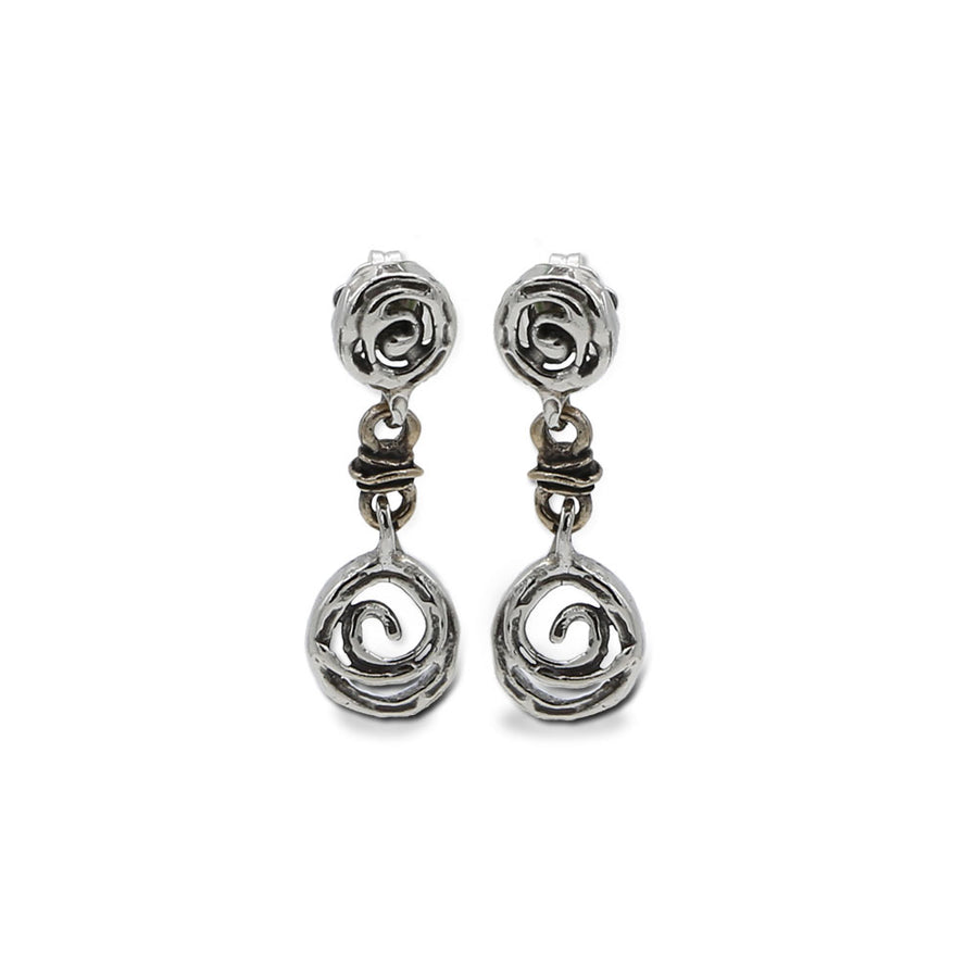 Orecchini pendenti Spirali argento 925 e bronzo - ORA049
