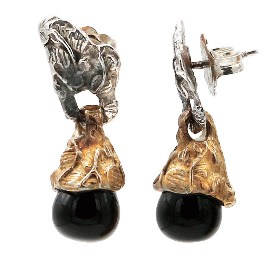 Orecchini pendenti argento 925 bronzo e pietra semipreziosa - ORA069