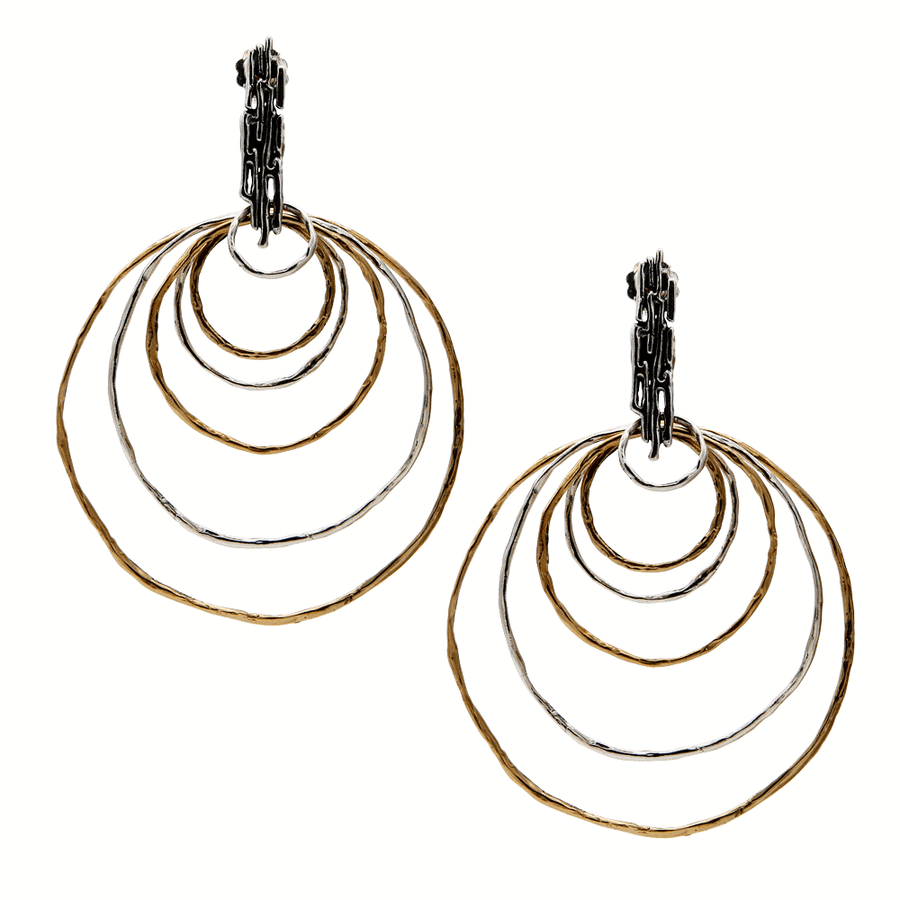 Orecchini pendenti cerchi grandi argento 925 e bronzo -  ORA085