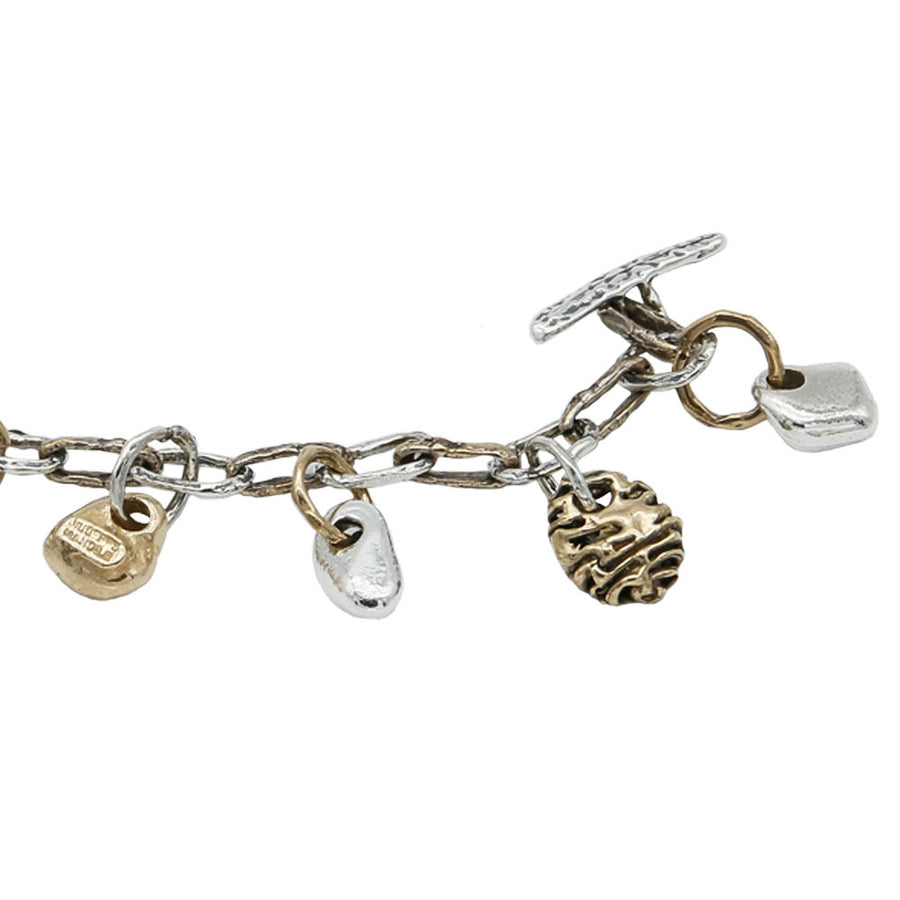 Bracciale Sassi charms maglia argento 925 e bronzo - BA071