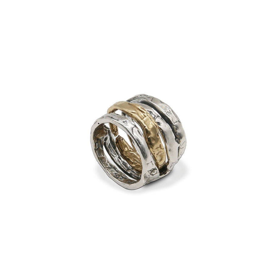 Anello fascia  unisex in argento 925 e bronzo con fascetta estraibile - AR004b