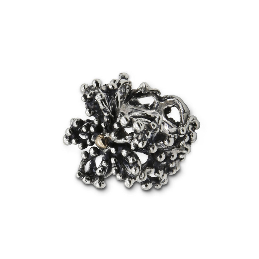 Anello Gocce di rugiada fiore piccolo in argento 925 e bronzo - AR010