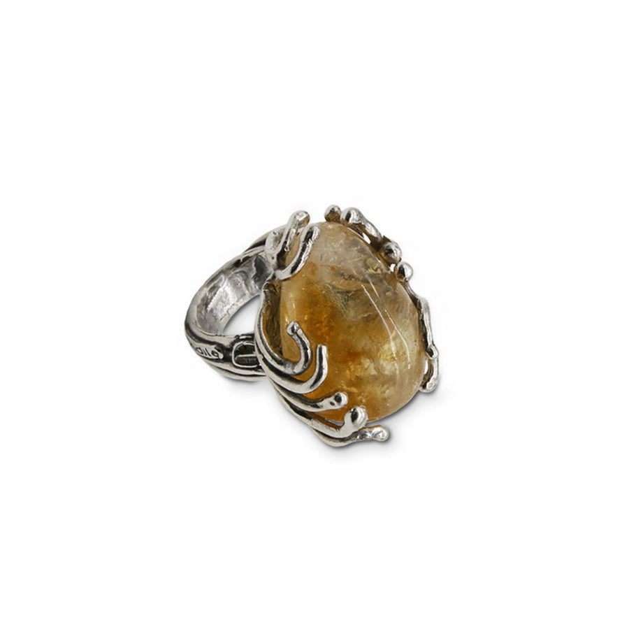 Maxi anello griffes pallini argento 925 e pietra naturale - AR049