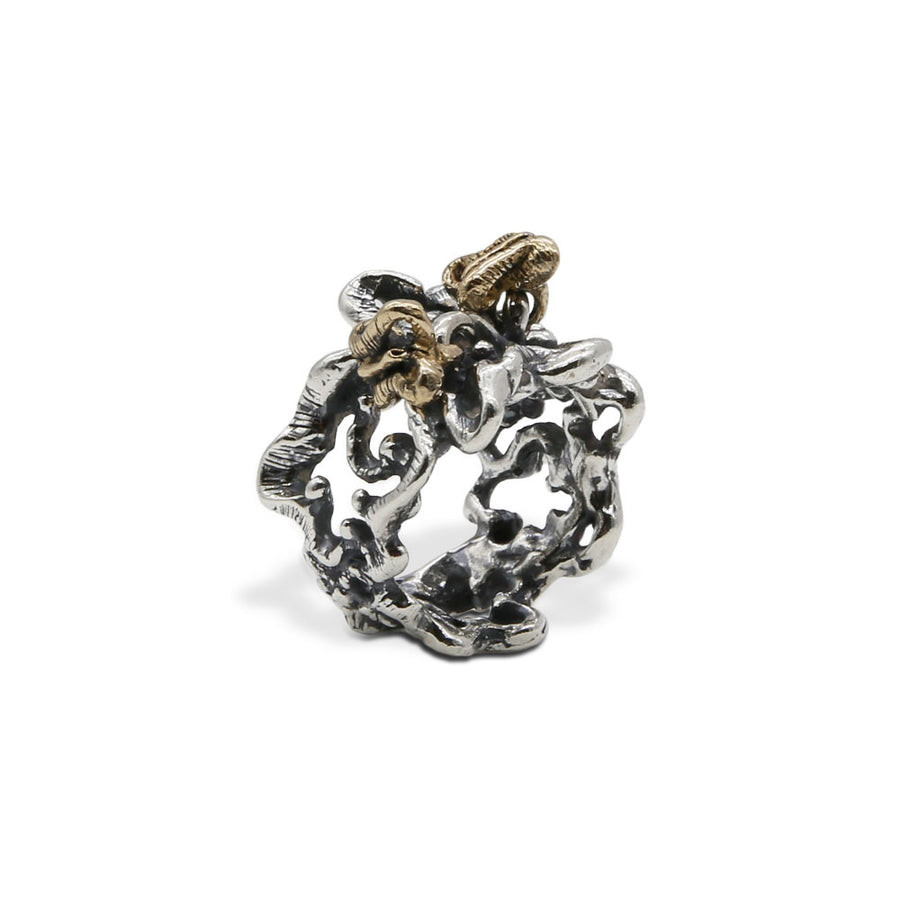 Anello fascia argento 925 Farfalle bronzo - AR053
