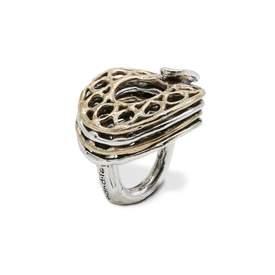 Maxi anello argento 925 e bronzo - AR059