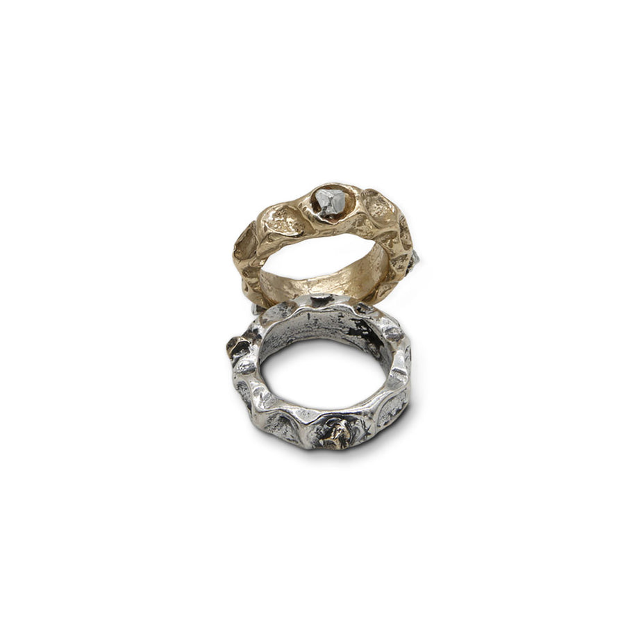 Anello unisex due fedi argento 925 e bronzo - AR072