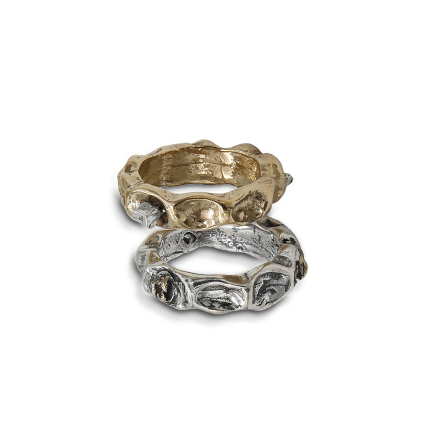 Anello unisex due fedi argento 925 e bronzo - AR072