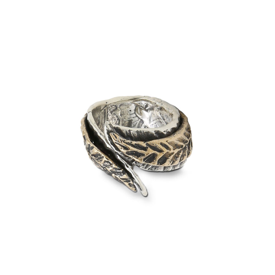 Anello Salix  fascia foglie argento 925 e bronzo - AR081