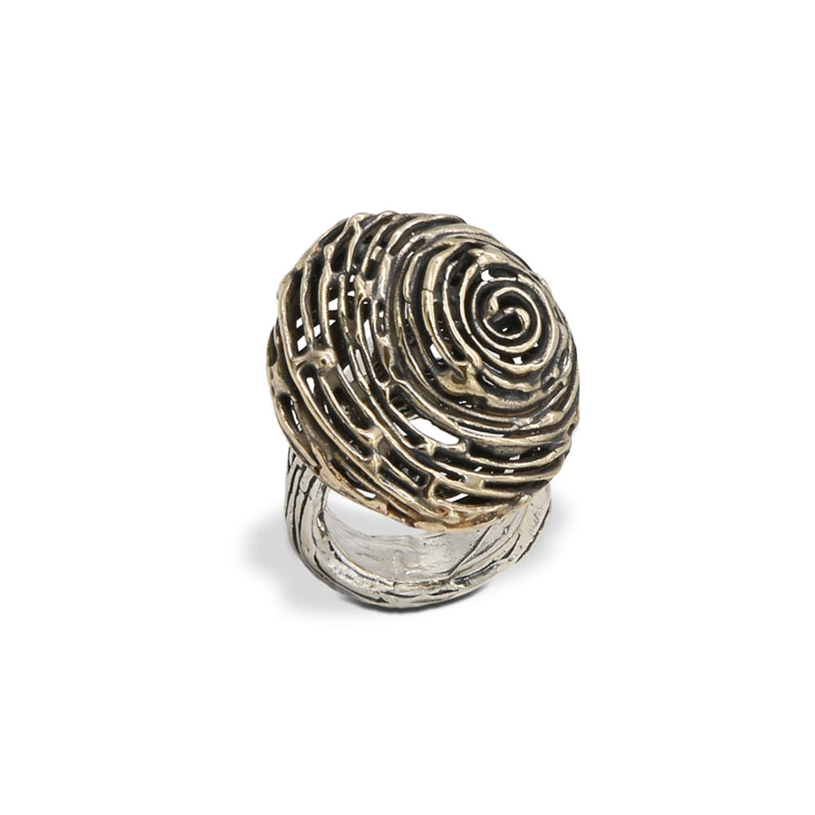 Anello fascia fili argento 925 charm  spirale bronzo - AR082