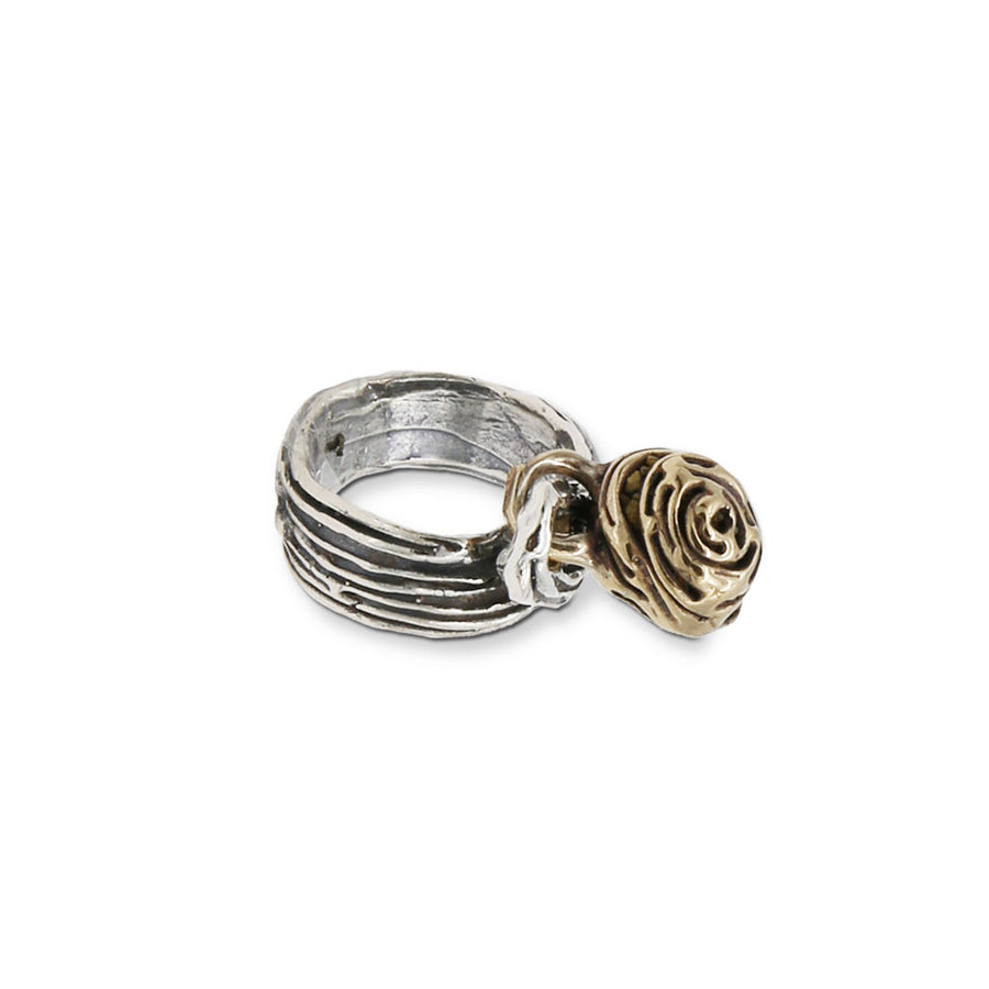 Anello charm fascia argento 925 charm bronzo -  AR083