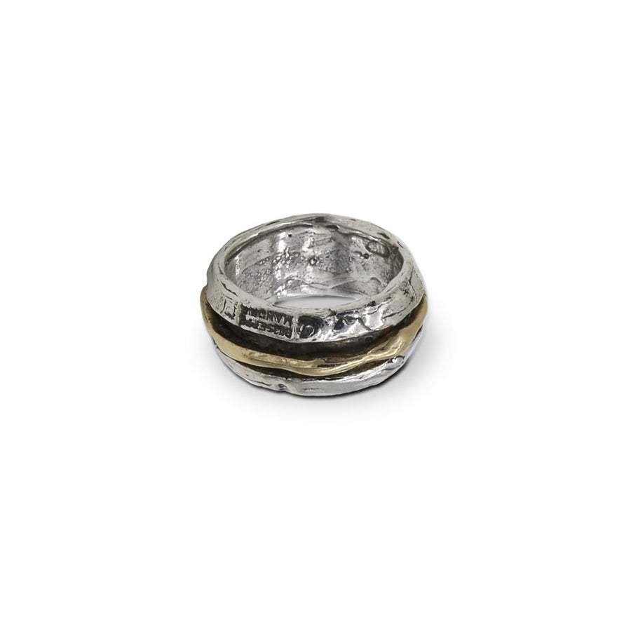 Anello fascia unisex argento 925 e bronzo - AR092