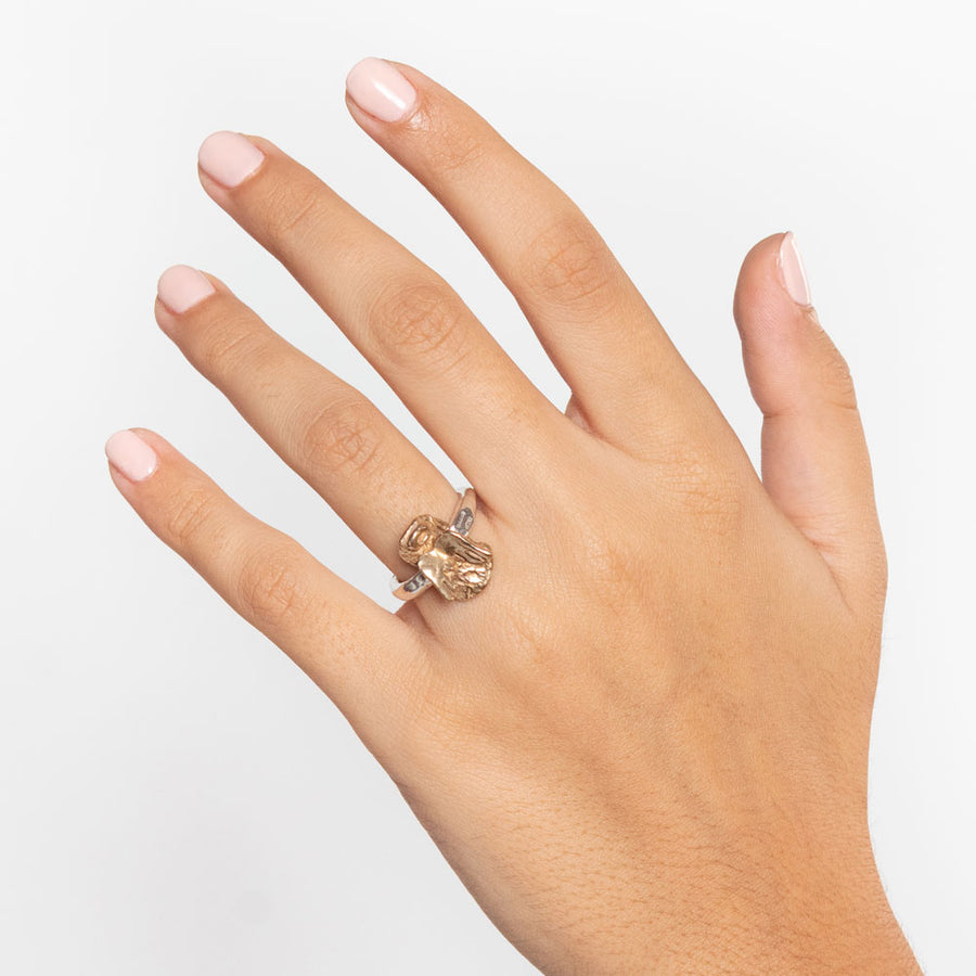 Anello fede  unisex Sacro e Profano argento 925 e bronzo -AR100