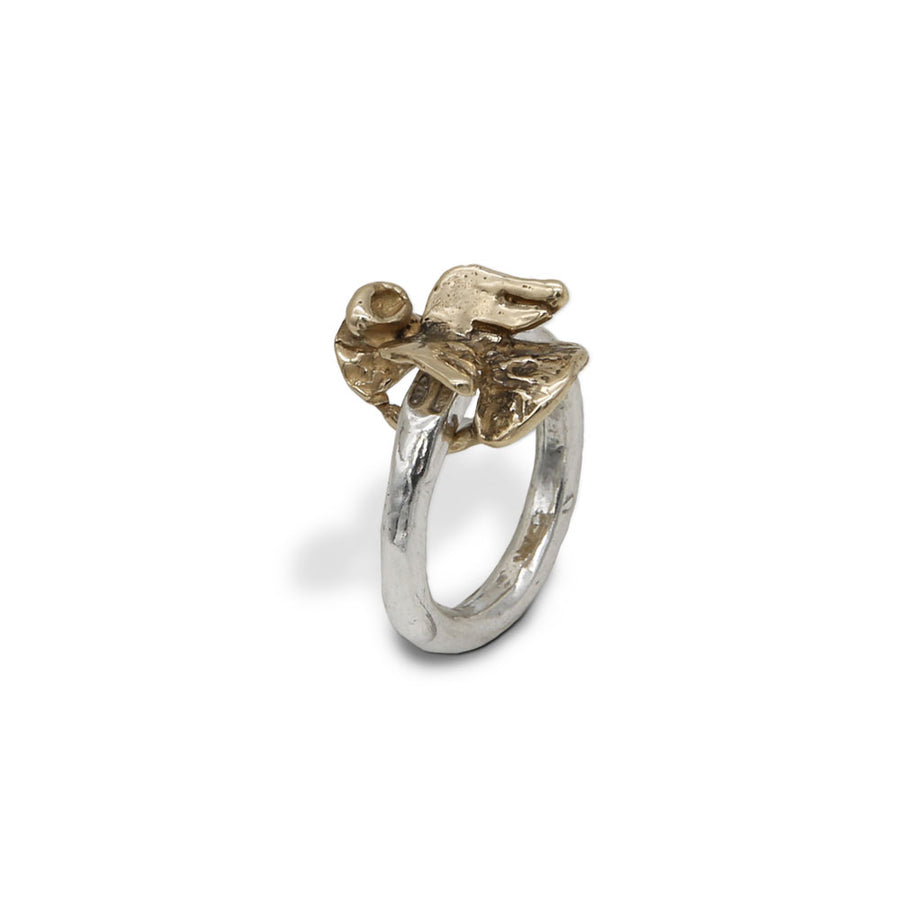 Anello fede  unisex Sacro e Profano argento 925 e bronzo -AR100