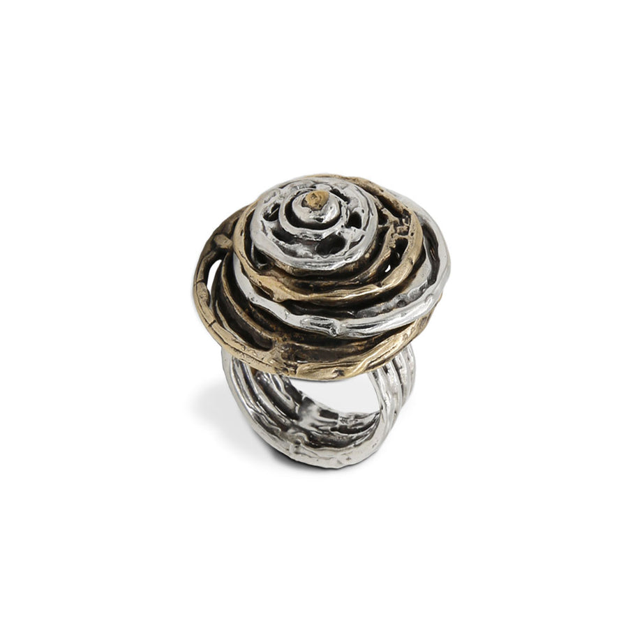 Anello cerchi argento 925 e bronzo - AR101