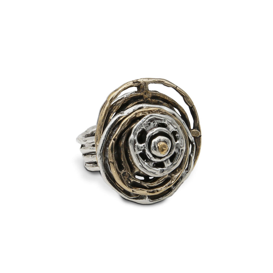 Anello cerchi argento 925 e bronzo - AR101