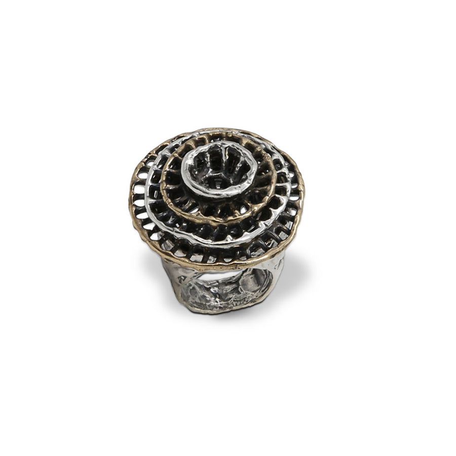Anello quattro cerchi argento 925 e bronzo - AR102
