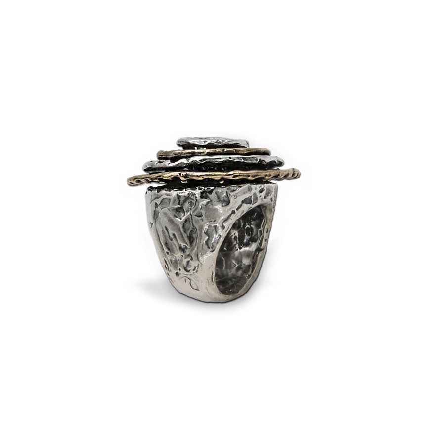 Anello quattro cerchi argento 925 e bronzo - AR102