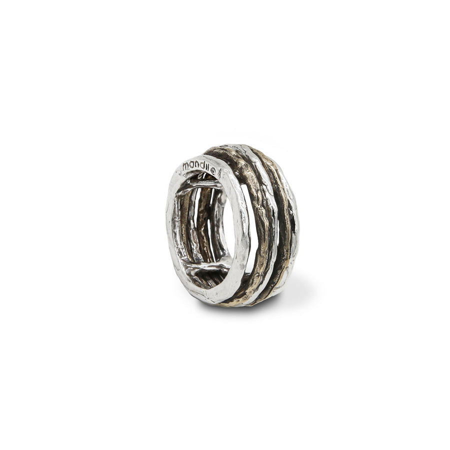 Anello fascia unisex argento 925 due elementi bronzo uno argento - AR121b