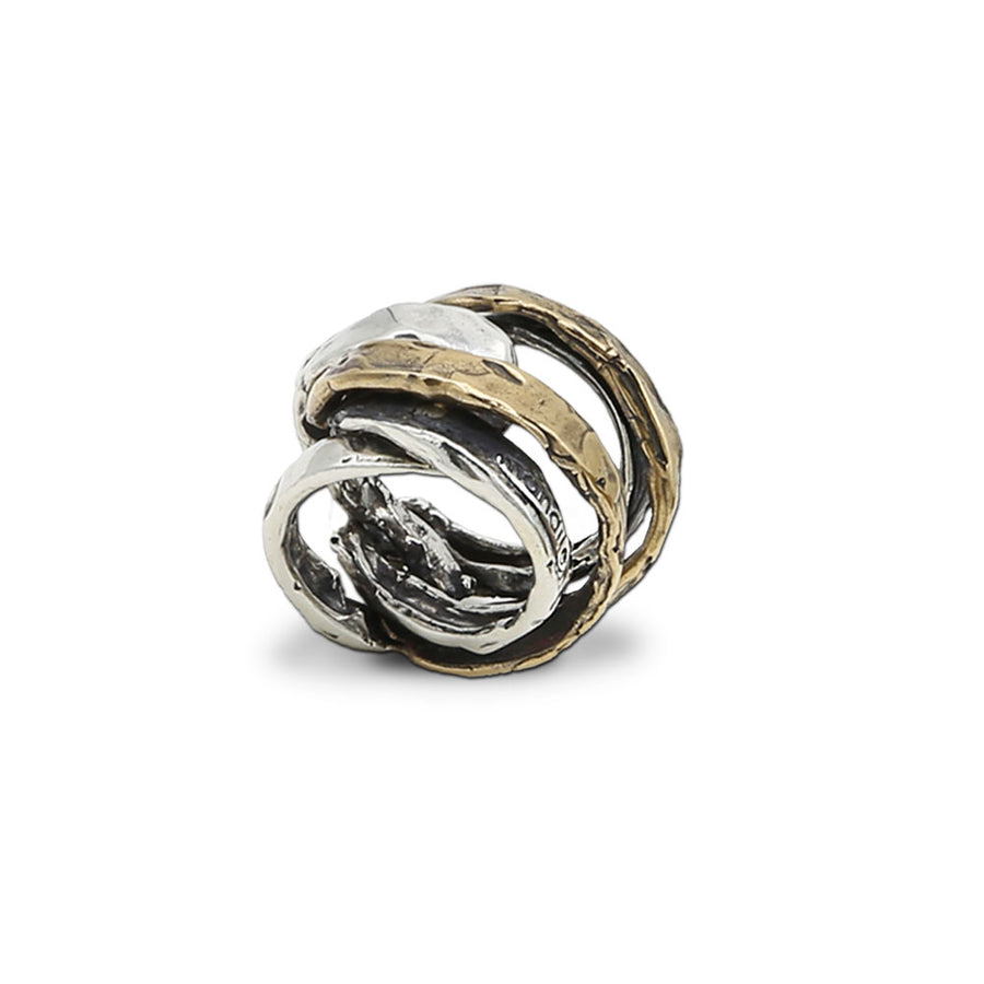 Anello fascia Intrecci Preziosi argento 925 e bronzo - AR155