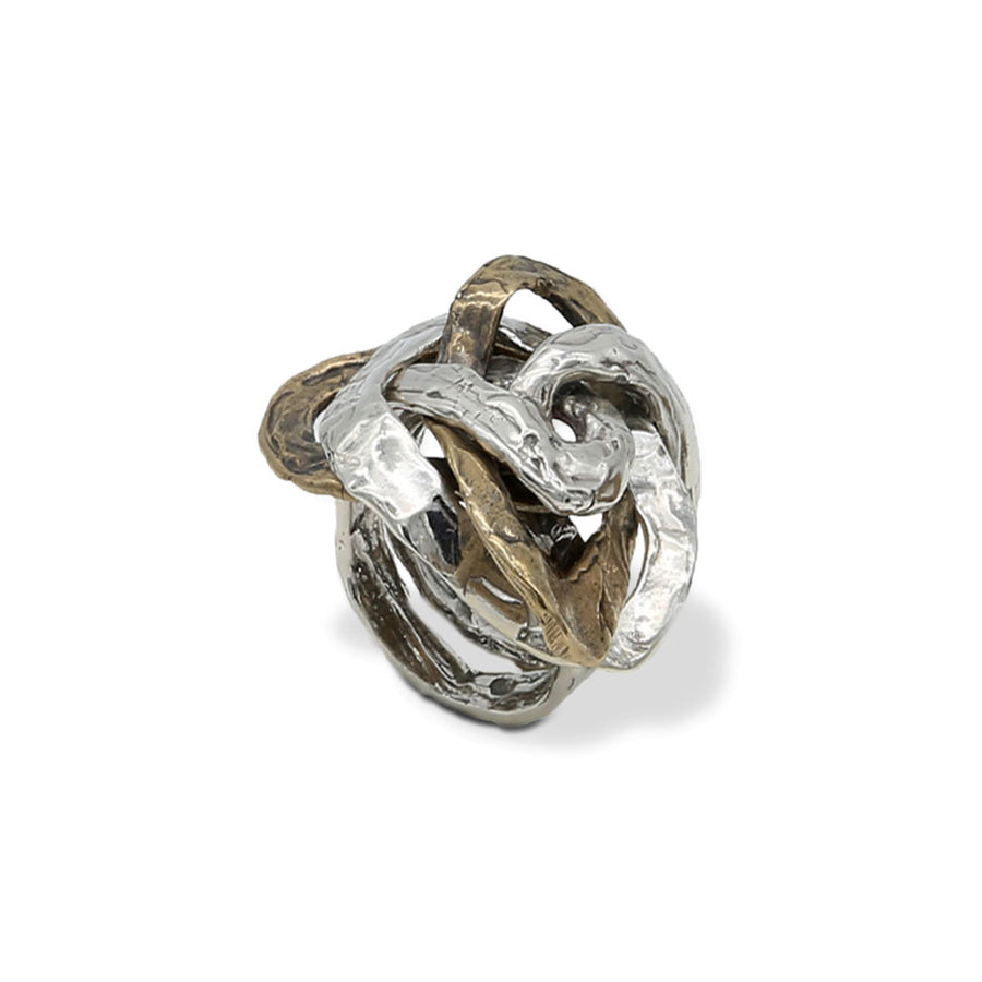 Anello Intrecci preziosi argento 925 e bronzo - AR157