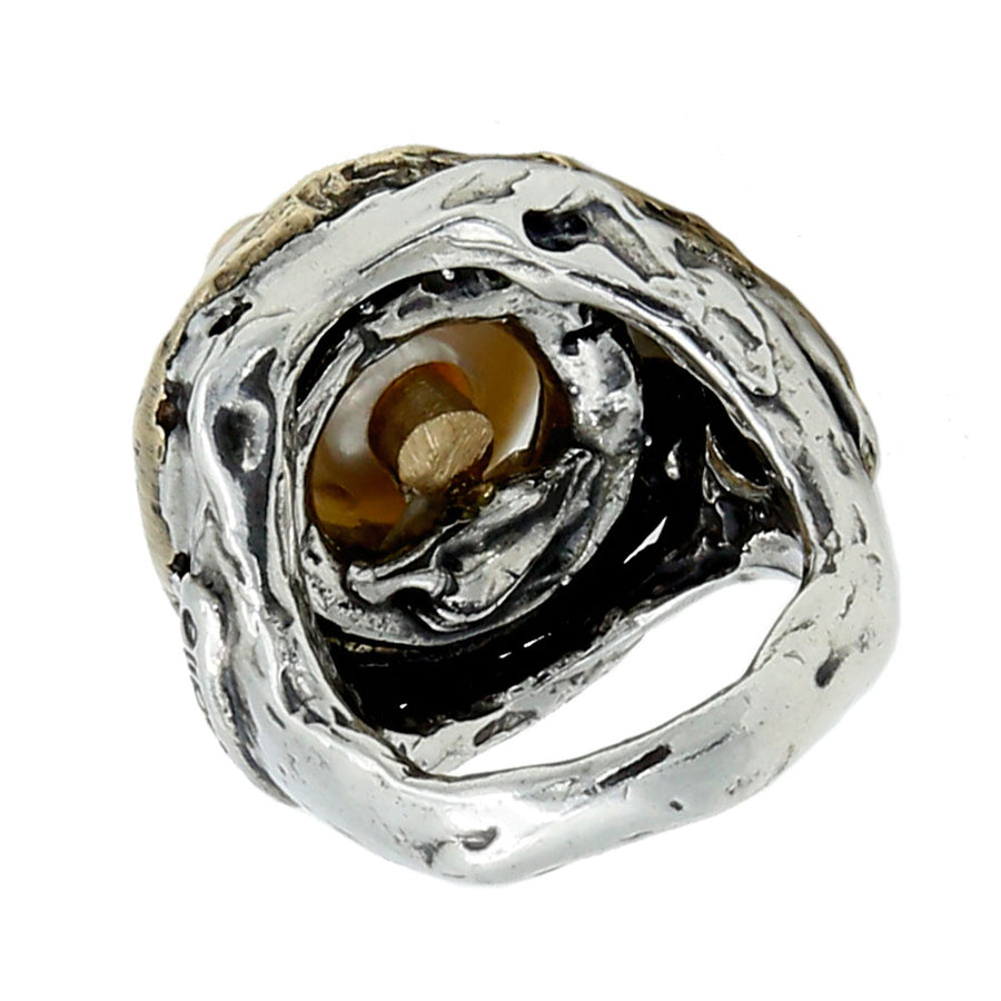 Anello Pasticcino argento 925 bronzo e pietra semipreziosa - AR159