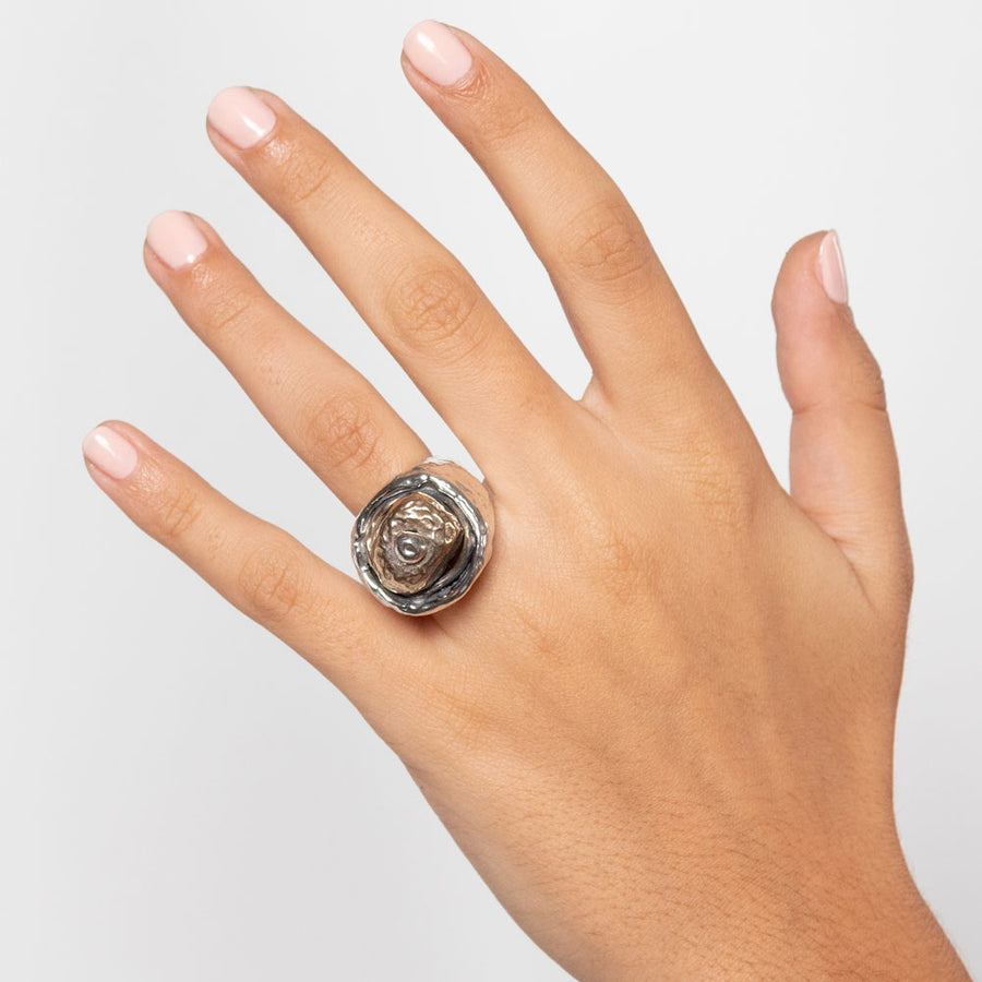 Anello Pasticcino argento 925 e bronzo - AR160b