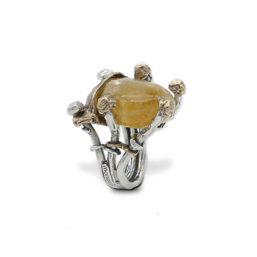 Maxi anello Hamo argento 925 bronzo e pietra semipreziosa - AR161