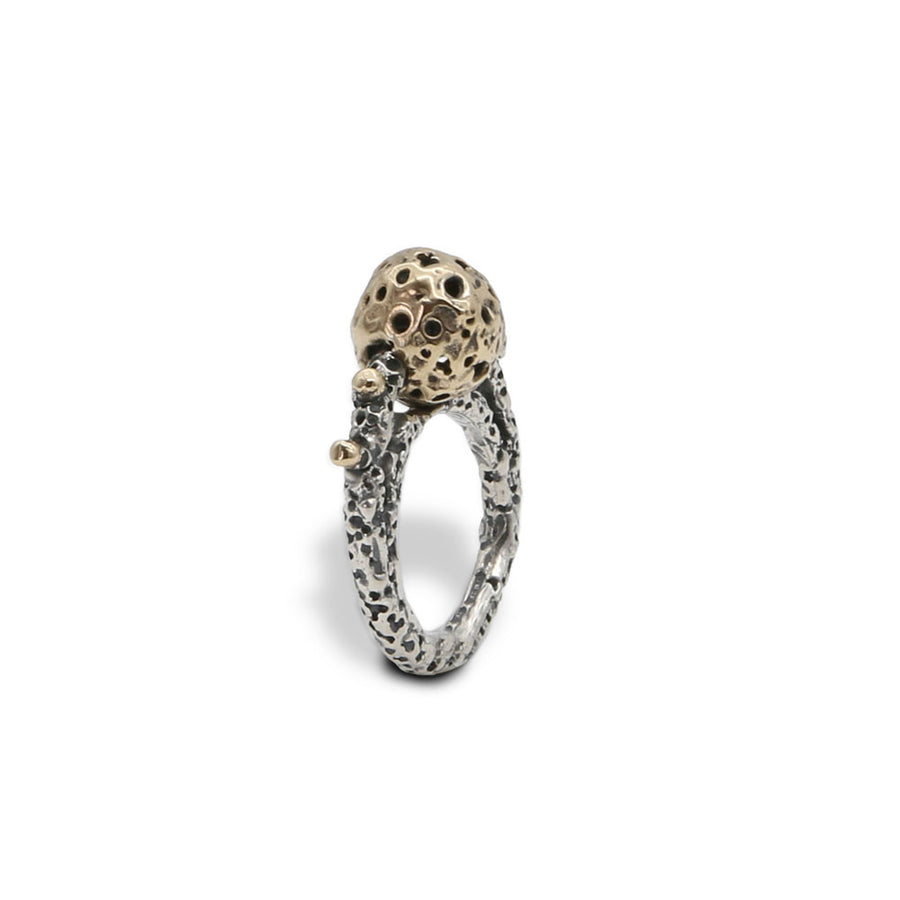 Anello Galaxìas argento 925 e bronzo sfera piccola - AR169