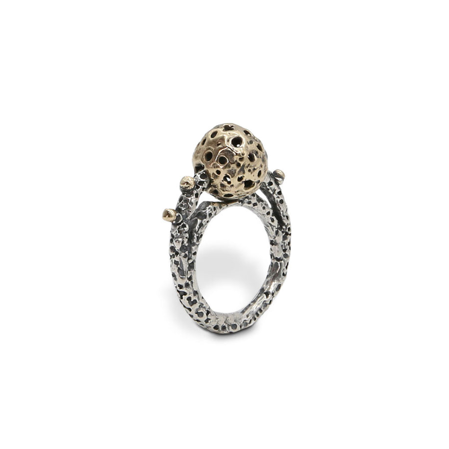 Anello Galaxìas argento 925 e bronzo sfera piccola - AR169