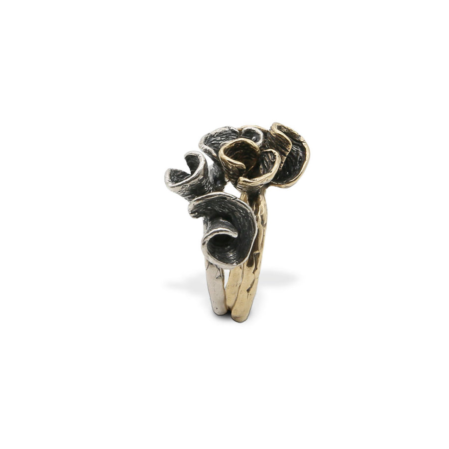Anello componibile Pavonia small  due elementi argento 925 e bronzo - AR173