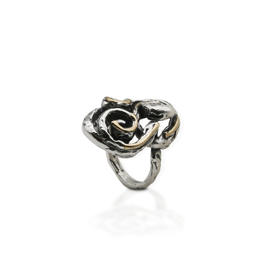Anello Ghirigori argento 925 e bronzo - AR183